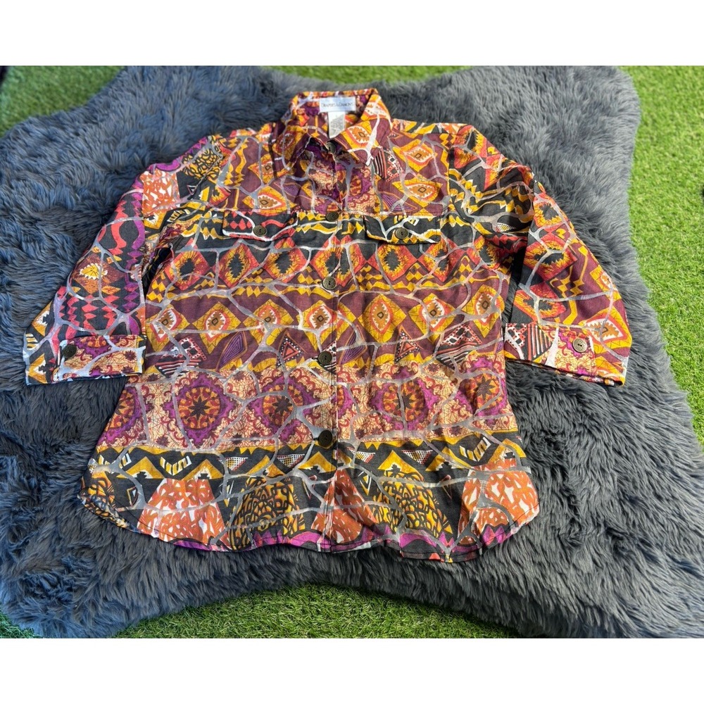 Draper & Damon Women's Blouse Size Small S Western Tribal Button Up‎